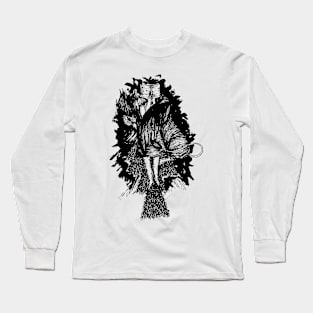 Illustration of a Woman Reading a Book Atop a Cedar Tree, Enveloped by a Griffin: A Mythical Blend of Wisdom and Nature Long Sleeve T-Shirt